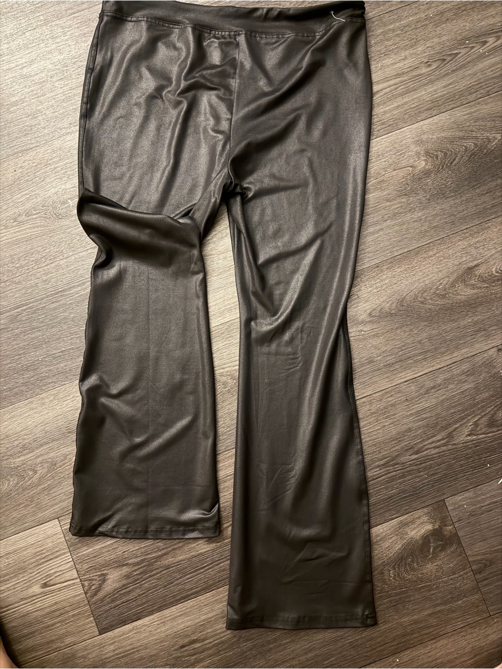 Serra Black Faux Leather Flare Pants